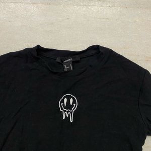 Black Smiley Crop Top