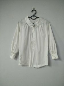 Elbow-length Balloon Sleeve Blouse
