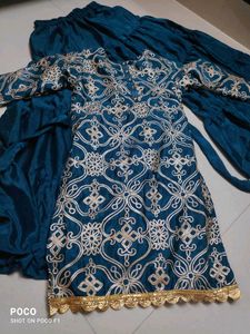 Teal &amp; Gold Embroidered Sarara Set