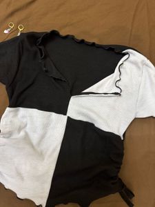 Black &amp; White Patchwork Top 32-34