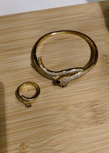 Vintage snake Bracelet ,Ring Combo 18k gold fill