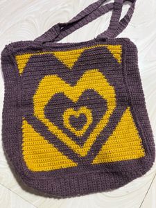 Crochet Heart Tote Bag 🧶