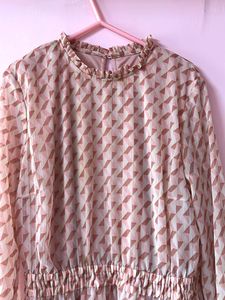 Patterned Long Sleeve Mini Dress