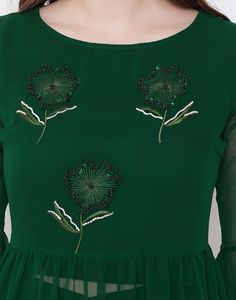 Green Flared Sleeve Kurta Set