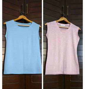 Set Of 2 Women Tank Top - Pink & Blue