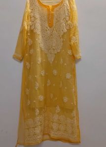 🌼Sunshine Yellow Chikankari Embroidered Kurti🌼