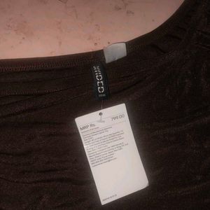 Brown One-Shoulder Ruched Top