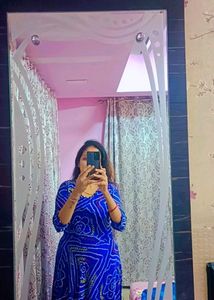 Blue Bandhni Long Gown