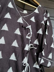 Women Brown Printed Cotton Kurta