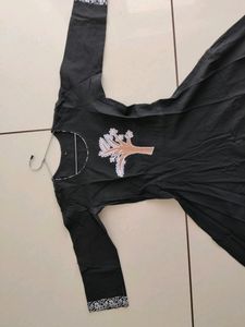 Pure Cotton Full Anarkali Black Gaun