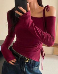 Burgundy One-Shoulder Top