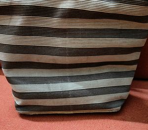 Striped Tote Bag with Floral Detail
