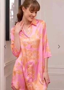 Pink Floral Print Button-Down Mini Dress