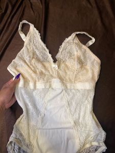 Beige Fitted Bodysuit