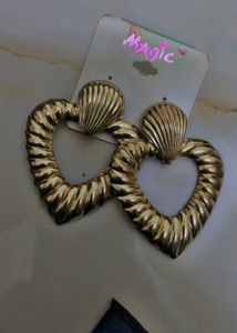 Gold Heart Statement Earrings