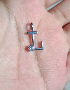 Real 925 Silver Chain + L Alphabet Pendant
