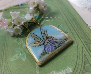 Forest Fairy Clay Pendant Floral Beaded Necklace