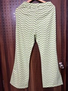 Wavy Green Flared Pants