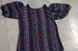 Fbella Paisley Print Top With Puff Sleeve
