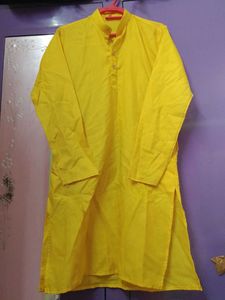 Yellow Cotton Kurta Men