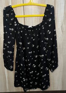 Floral Off-Shoulder Mini Dress- with pockets