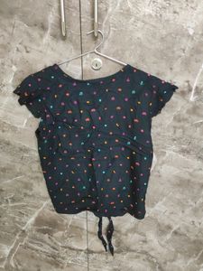 Black Crop Shirt with Front Tieup