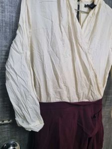 Burgundy &amp; White Mini Dress