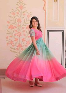 Pink &amp; Teal Ombre Gown