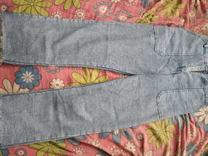 Light Wash Denim Cargo Style Jeans