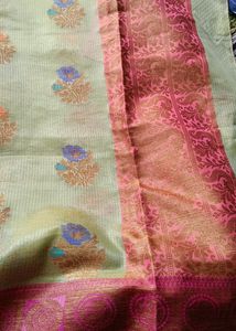 Pista Green Beautiful Chanderi Silk Saree🤩