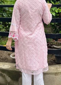 Pakistani Pink Floral Embroidered Kurti