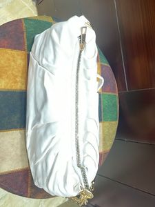 White Ruched Chain Bag