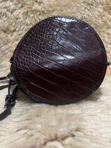 Zara Brand Burgundy Croc Embossed Bucket Bag