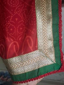 Red Bandhani Saree (♥️Karwachowth simple look)♥️
