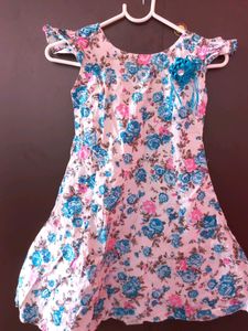 Pure cotton blue and white, printed kid's frock, knee lenght