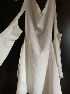 White Halter Neck Ruffle Mini Dress