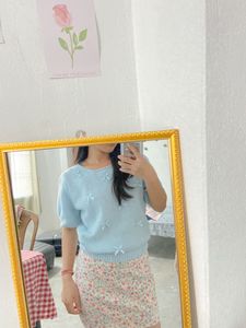 Cute Blue Bow Sweater