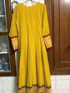 Mustard Yellow Anarkali Gown With Pant &amp;dupatta