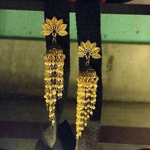 Slanted Leher Long Jhumka Earrings