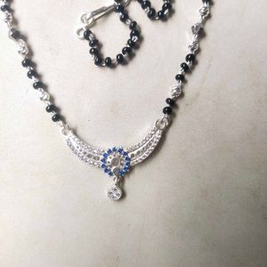Pure Silver Beautiful Blue CZ Mangalsutra