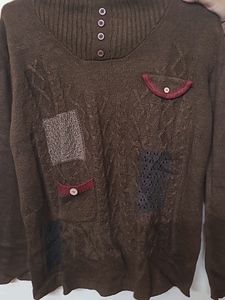 Cute Brown Girls Sweater Turtleneck Jumper