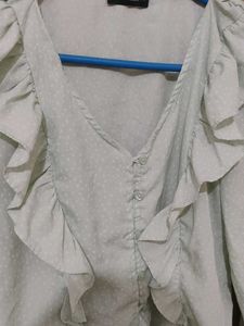 Ruffled Light Green Crop Top