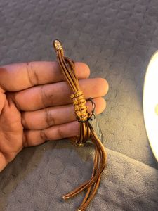 Half Gold Brown Leather Bracelet