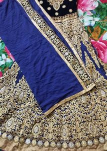 Elegant Blue &amp; Gold Lehenga