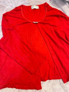 Red Cardigan With Rhinestone Clasps