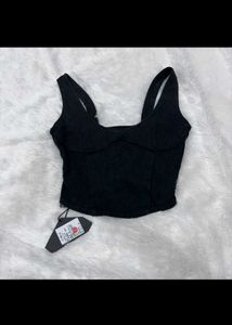 Black Corset Style Crop Top