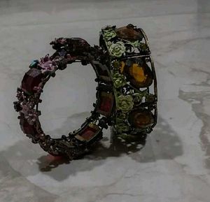 Vintage Jewel Tone Cuff Bracelets (Set of 2)