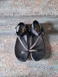 Walkmate Black Embellished Sandals
