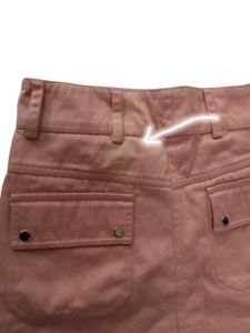 Baby Pink Denim Pencil Skirt Midi