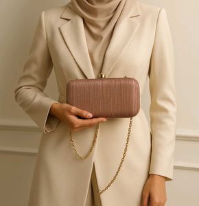 Sparkly Blush Clutch with Gold Chain